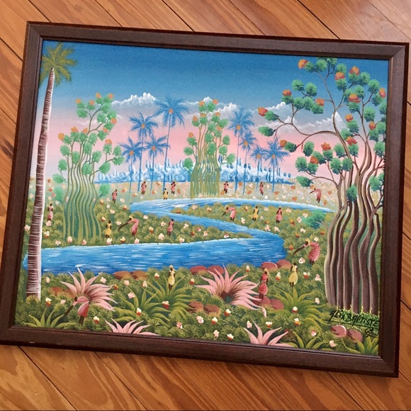 Alix Baptiste Art Haitian Women Harvesting Field Acrylic On Canvas